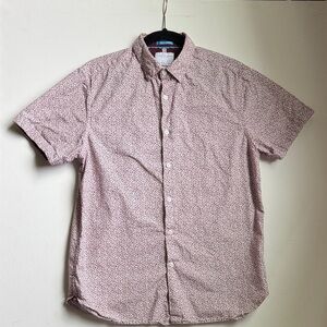 Cactus Men's Casual Button Down Shirt - Red and White Pattern | Slim Fit Medium